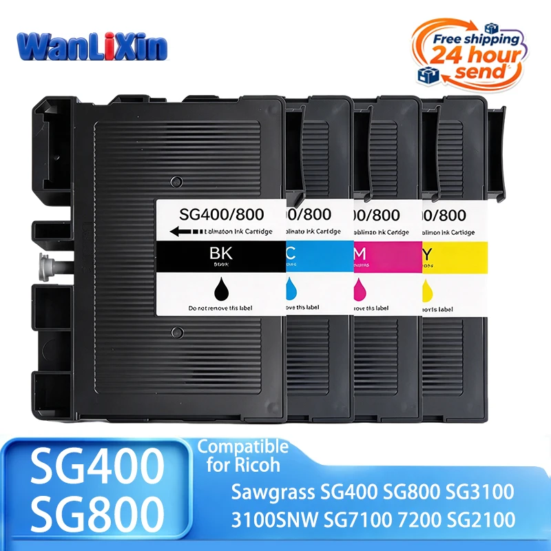 1/2/3 sets with chip SG400 SG800 Compatible for Sawgrass Sublimation Ink Cartridge For Ricoh SG3100 3100SNW SG7100 7200 SG2100