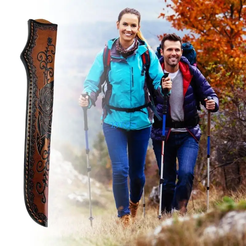 

E15A Classical Leather Straight Cutter Sheath Outdoor Portable Scabbard Fixed Blade Cover Holder Pant Storage Bag Outdoor