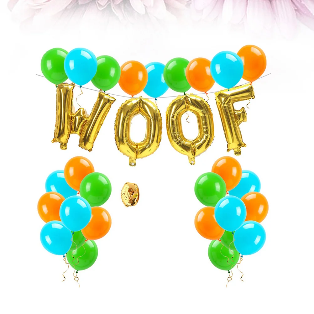 

35pcs Pet Balloon Set Woof Letter Foil Latex Balloons For Dog Birthday Party Decoration Theme Supplies Reusable
