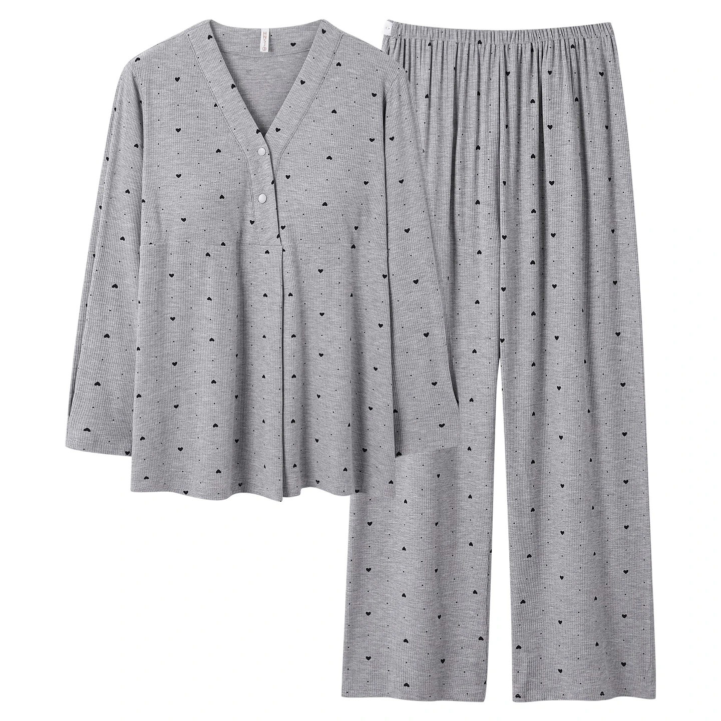 

С нагрудником, пижамы для беременных, хлопковые послеродовые пижамы с длинными рукавами, модный комплект одежды для домашнего обслуживания грудного вскармливания