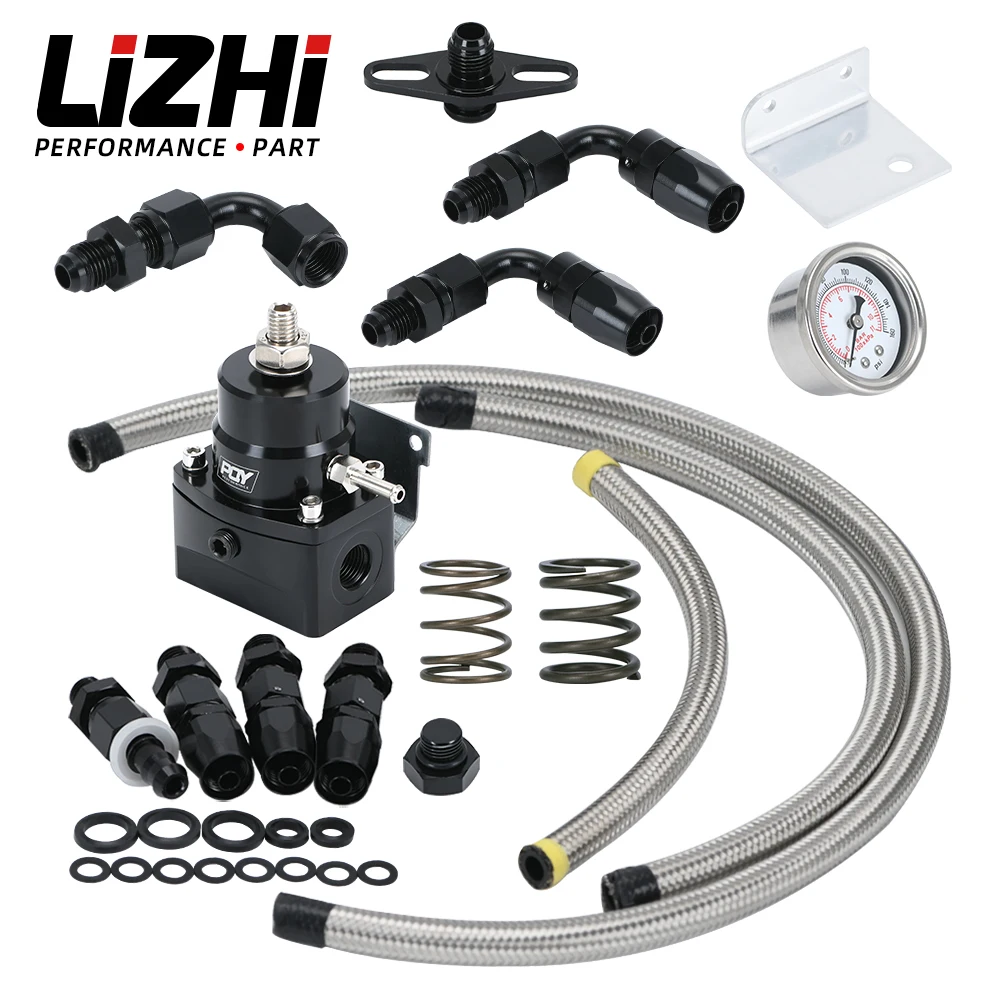 

Adjustable Fuel Pressure Regulator Kit AN6 Feed & AN6 Return Line W/ 0-160PSI Gauge Set 3-20/ 20-45/ 45-70 Pressure Springs