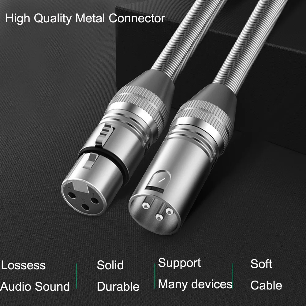 كابل تمديد Bochara-XLR ، ذكر إلى أنثى مع حماية ربيعية ، ميكروفون ، رقاقة مضخم + مضفر ، 1 متر ، مخفض ، 3 متر