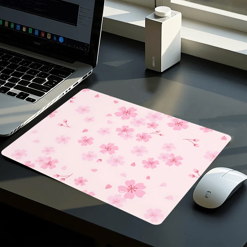 

Коврик для мыши с цветочным принтом в виде цветов вишни, игровой настольный коврик, нескользящая резиновая основа, большой коврик для мыши для ПК, ноутбука, клавиатуры, офисного стола