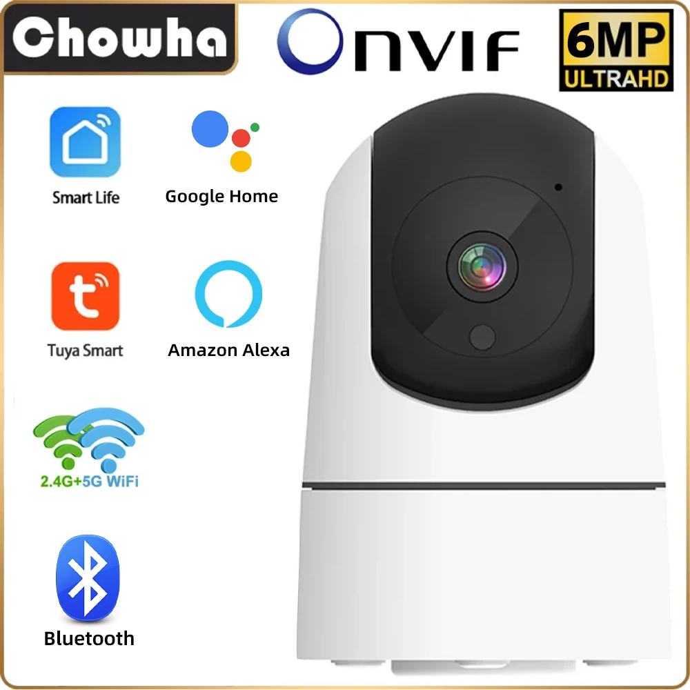 ONVIF Tuya Indoor WiFi IP Camera 6MP Smart Home Security Wireless Surveillance Camera Auto Tracking Baby Monitor CCTV Camera