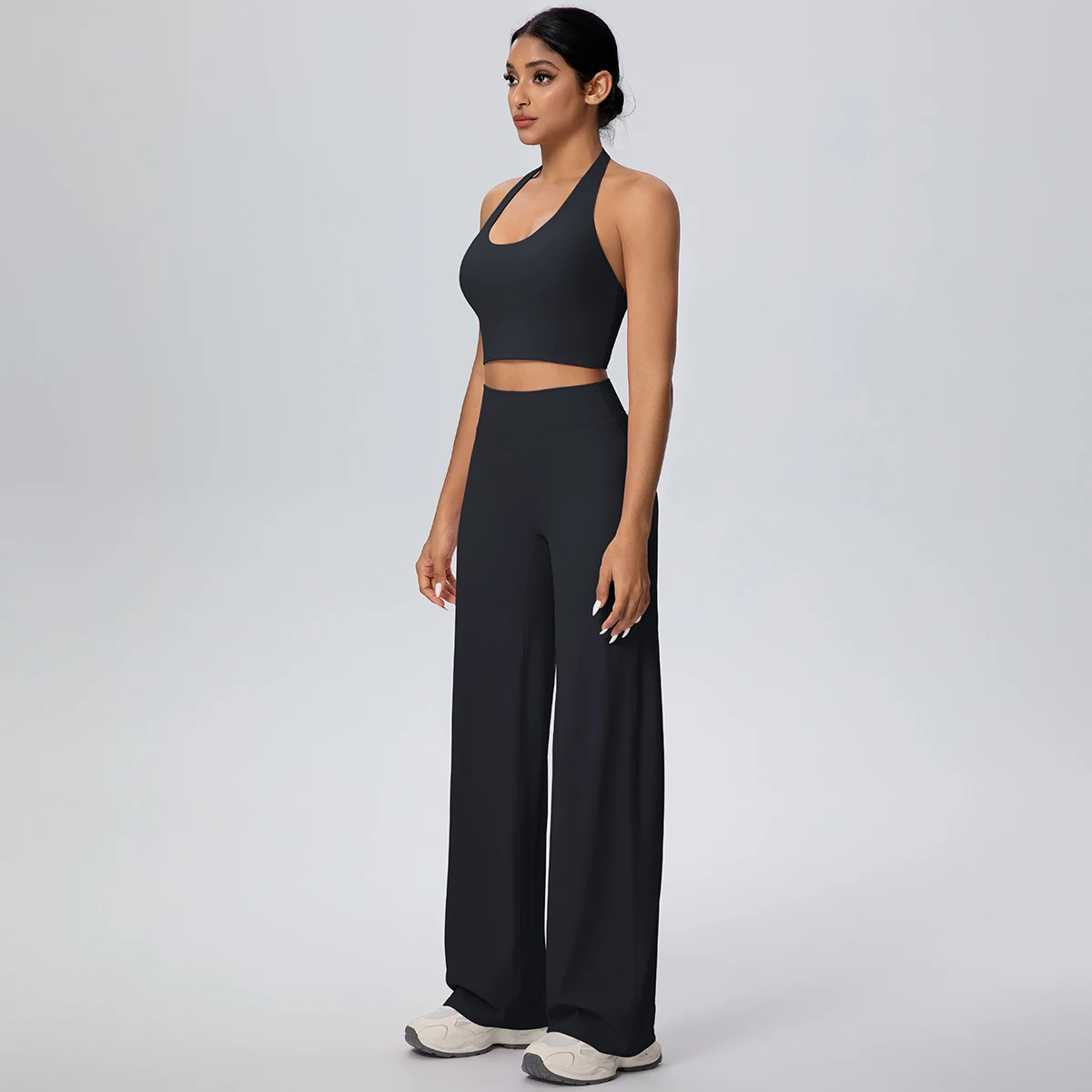 2 stück Atmungsaktive Sommer Workout Top Hosen Yoga Set Yoga Unterwäsche Mit Brust Pad Schnell Trocknend Push-Up Bleistift Hosen yoga Set – Detail 9