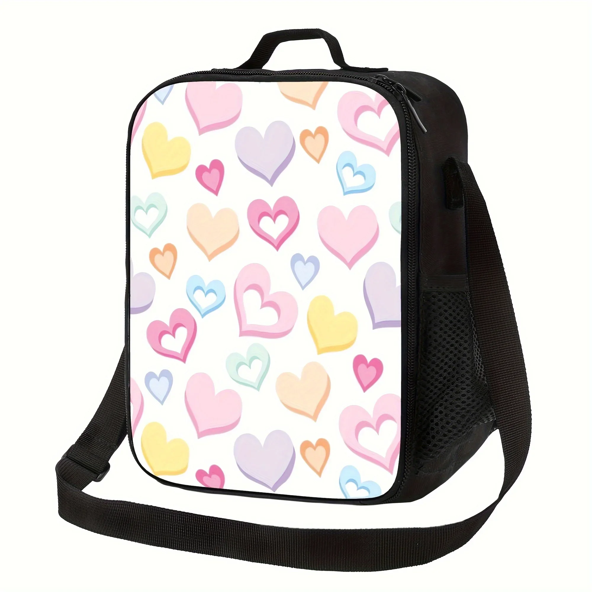 Bolsa térmica reutilizable con diseño de amor, bolsa aislante, bolsa de almuerzo aislada para acampar, Picnic, artículos esenciales de playa, adecuada para la escuela, 1 ud.