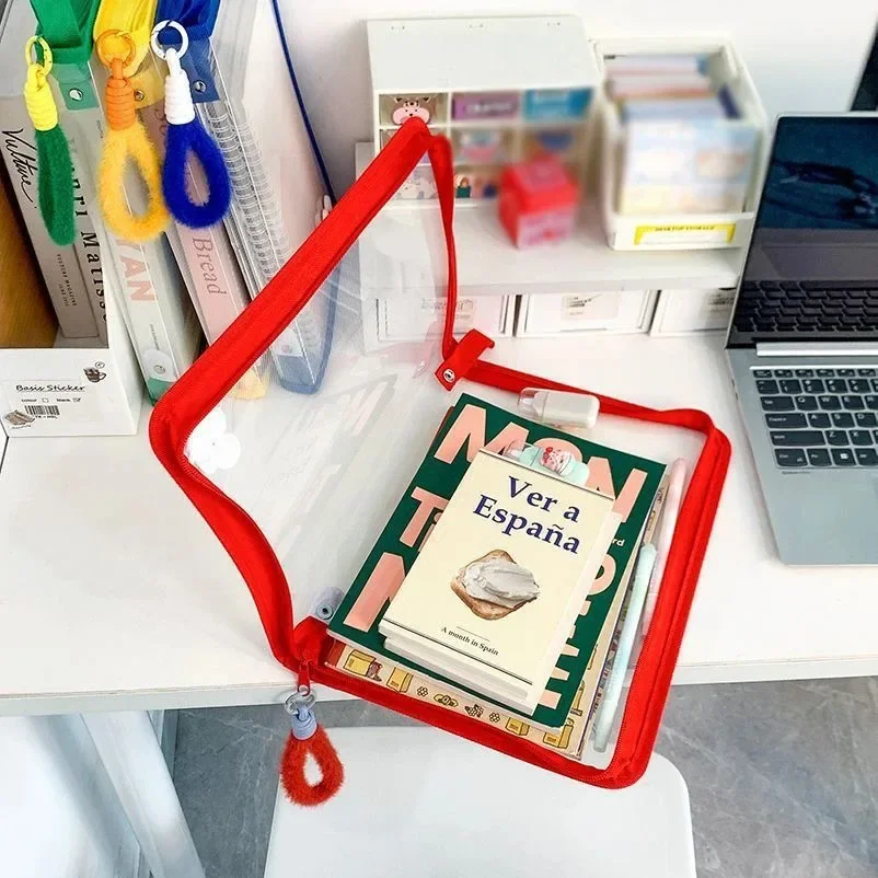 Стильная прозрачная сумка для файлов на молнии формата А4, прозрачный органайзер для документов с этикетками для предметов для школьных принадлежностей, хранения офисных канцелярских принадлежностей