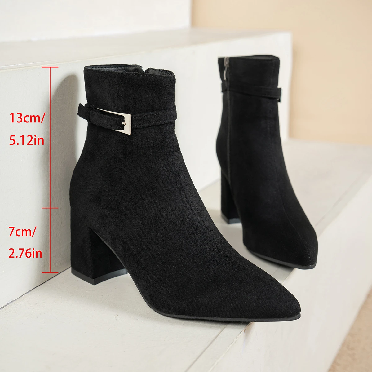 Pointed Short Boots Paired with A Qipao, Retro High-heeled Nude Boots view 2
