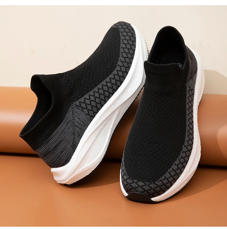 Unisex Real Boost Sneaker mit dicker Sohle, Stretch-Strick, atmungsaktiv, Übergrößen, stoßdämpfend, Sportschuhe, Laufschuhe für Damen und Herren – Detail 12