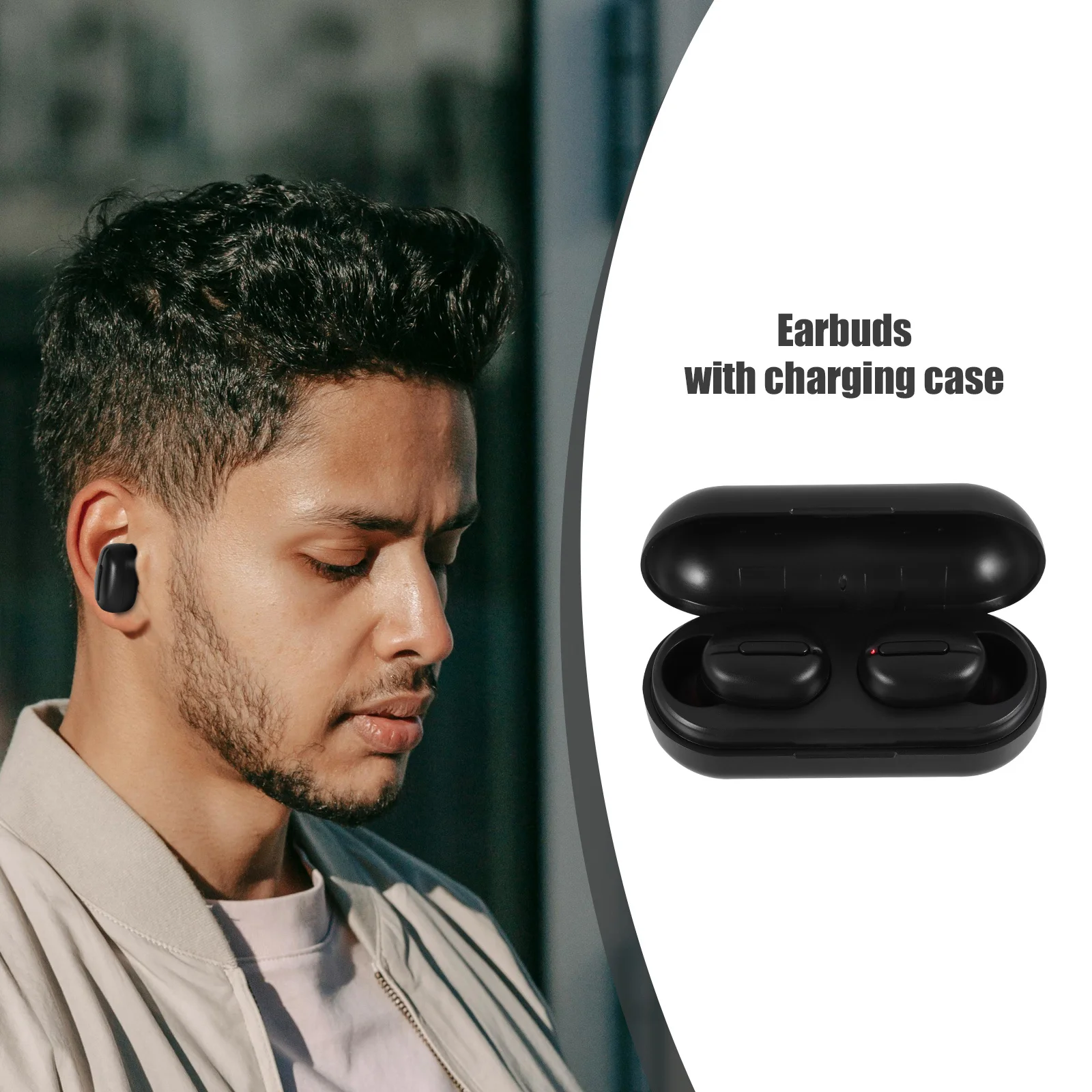 

Wireless Earbuds 5. -Ear Headphones Black Waterproof Portable Charging Case Built-In Mic Mini Invisible Design For Sports