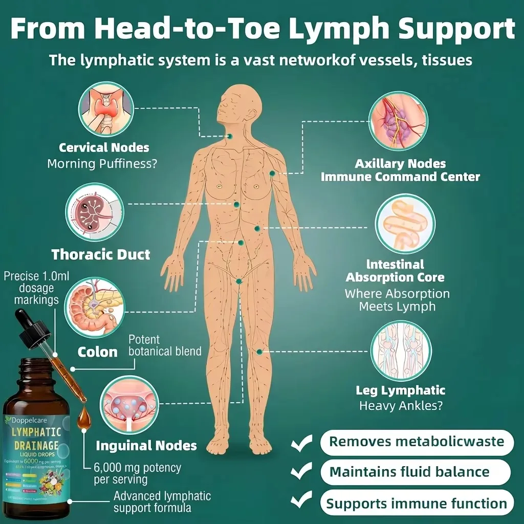 Lymphatic Drainage Liquid 21-in-1 Botanical Formula – Supports Lymphatic Wellness,  Balance Overall Vitality Dietary Supplement