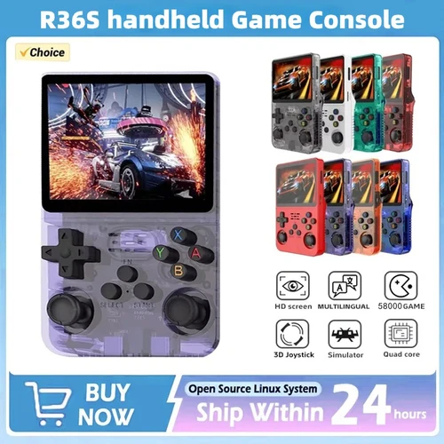 Consola portátil retro R36S Pantalla IPS de 3,5 pulgadas Dispositivo de juego portátil de 64 GB 128 GB 256 GB con juegos integrados