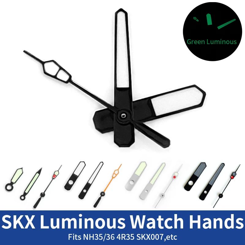 SKX 야광 시계 바늘 세트 SKX007 무브먼트 NH35 4R35 그린 루메 시분초 바늘 모드 개조 교체 부품