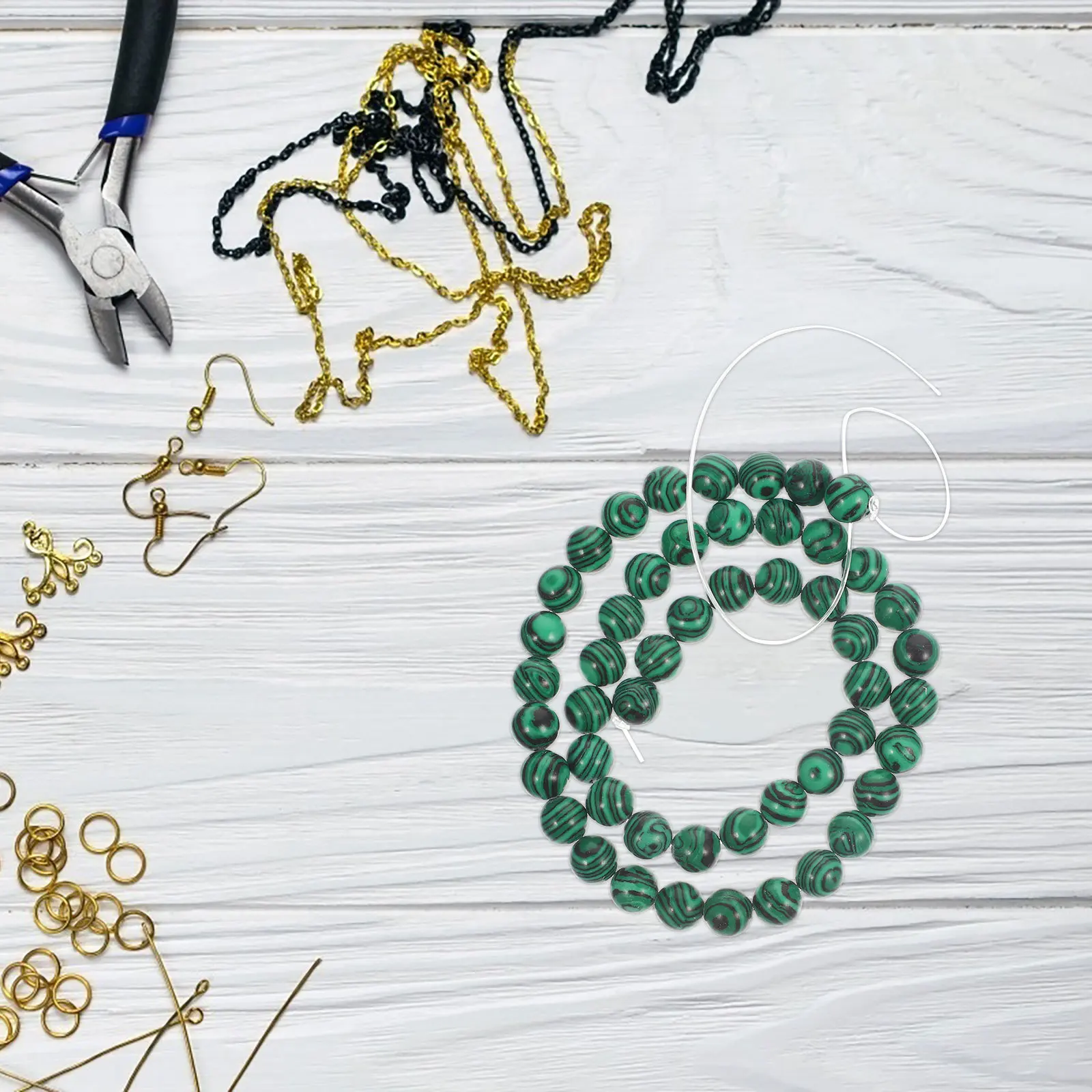 

Malachite Bracelet Beads Pendant Making Supplies Large Hole Small Round Jewelry Unique Natural for Loose Stone