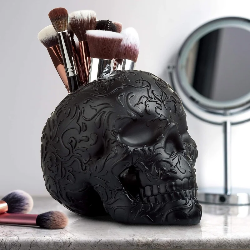 

Cross-Border New Arrival Halloween Creative Skull Skull Makeup Brush Holder Pen Holder Decorative Flower Pot Domestic Ornaments