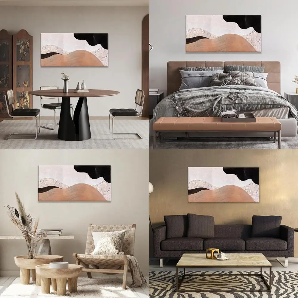 

Modern Minimalist Brown & Black Abstract Art Canvas, 20x40 inches, Suitable for Home & Office Decor