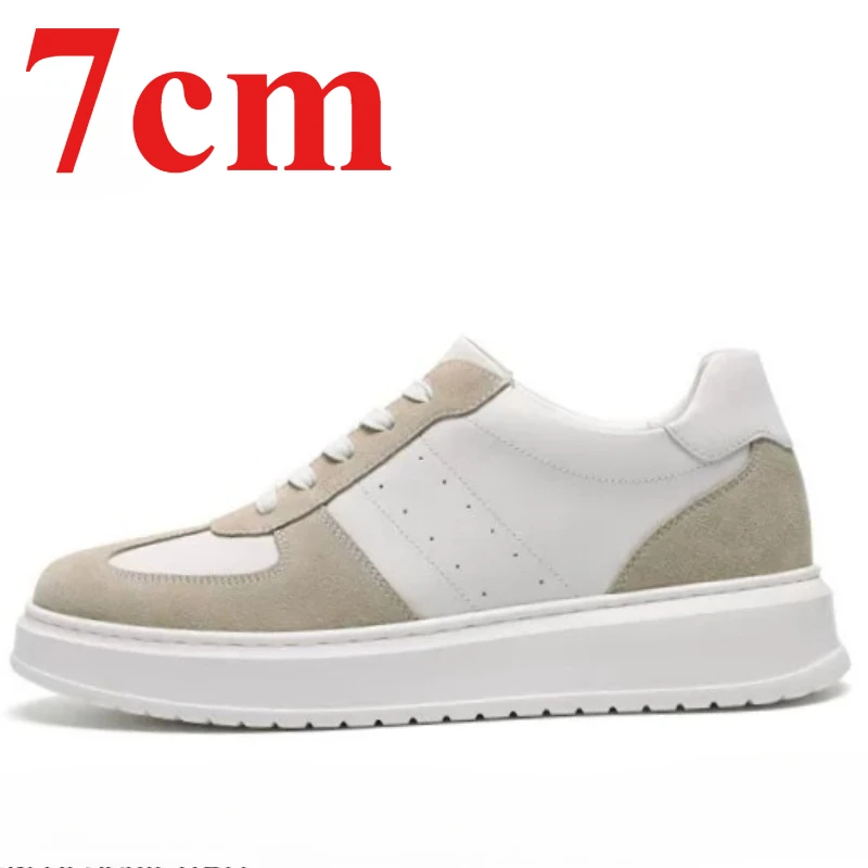 

Korean Style Height Increasing Shoes for Men's 7cm Lightweight Comfortable Sports Board Shoess Genuine Leather Casual Sneakers