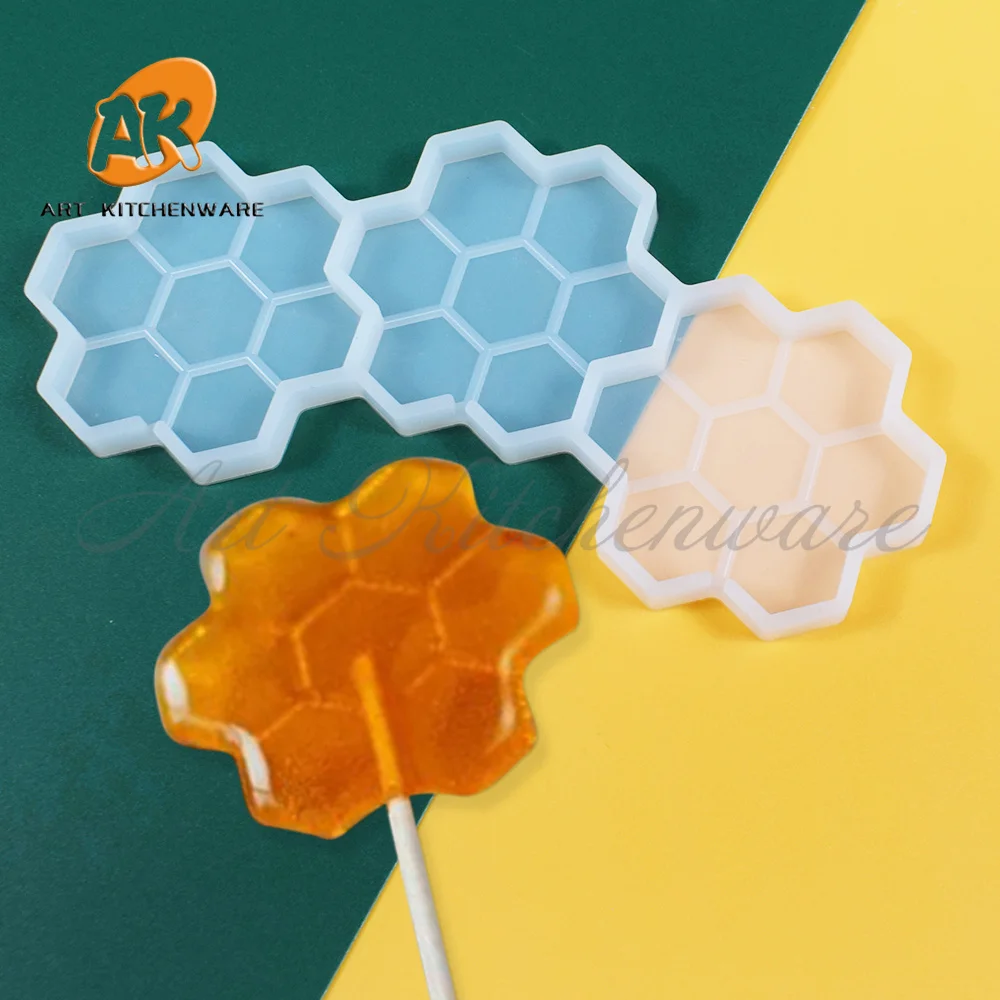 3 Hole Honeycomb Shape Lollipop Silicone Mold Beehive Candy Chocolate Mould DIY Epoxy Resin Model Cake Decorating Tools Bakeware