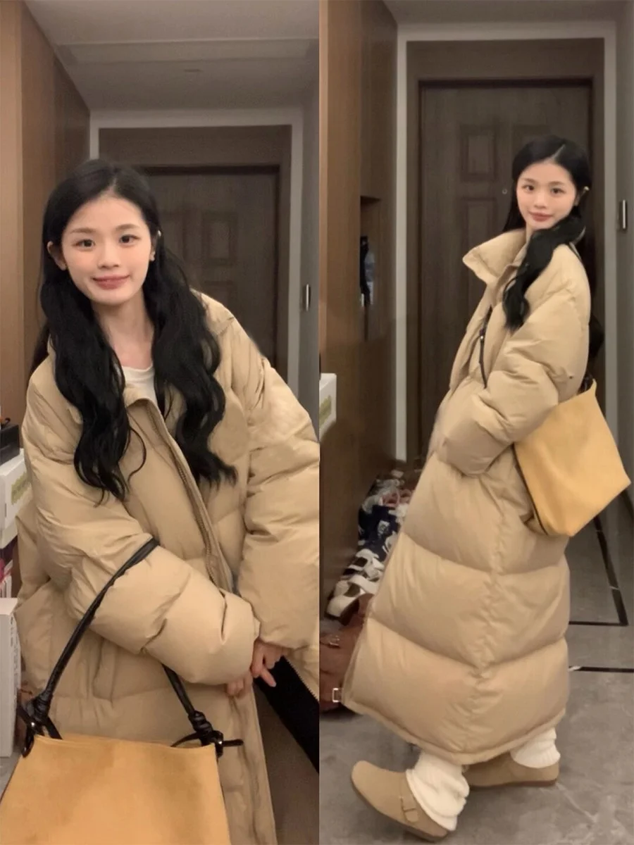 

Korean Style Long Thickened down Cotton Jacket Women's Winter New Small Size Versatile Warm Large Quilted Outerwear