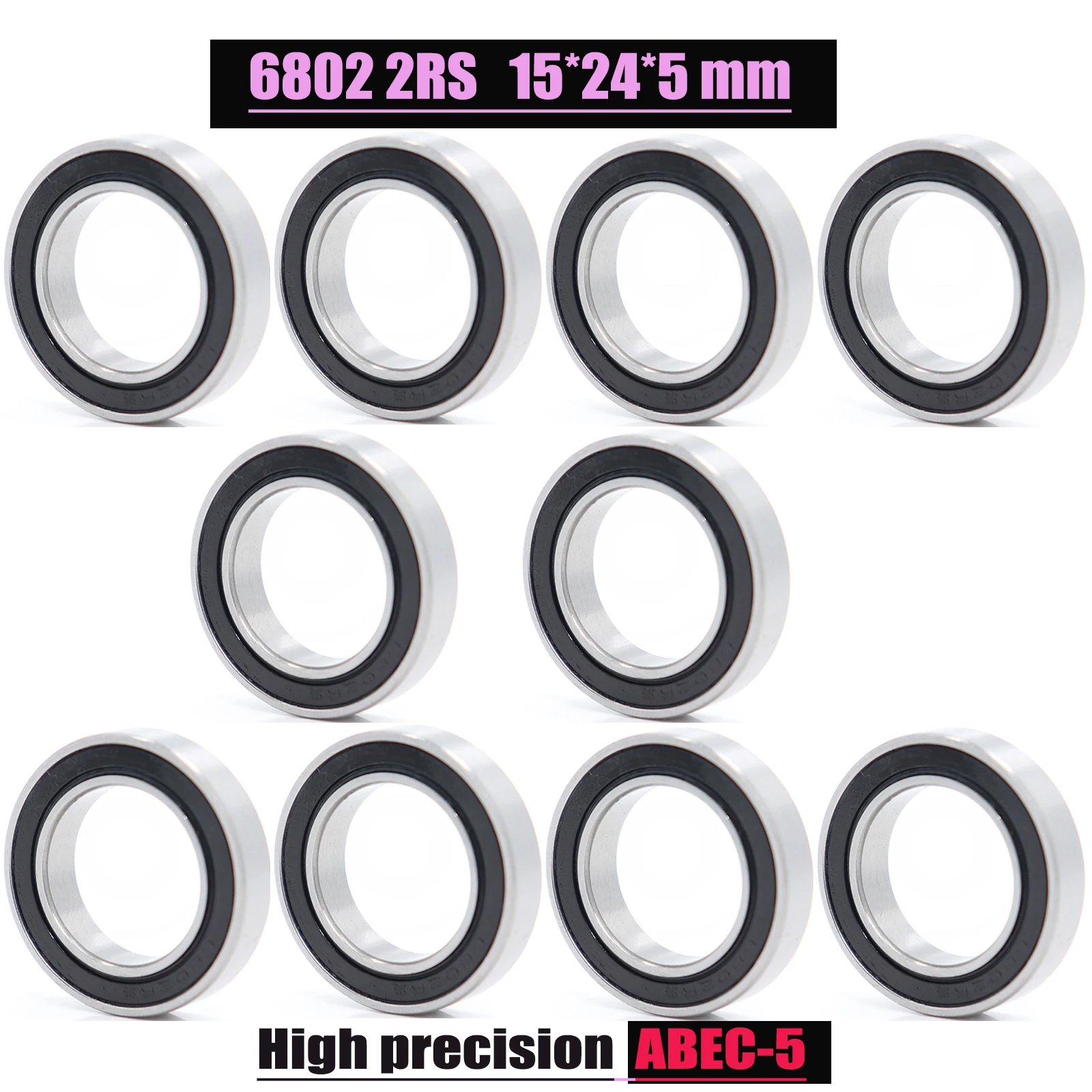 

6802 2RS Bearing 15*24*5 mm ABEC-5 C2 Metric Thin Section 61802RS 6802 RS Ball Bearings 6802RS