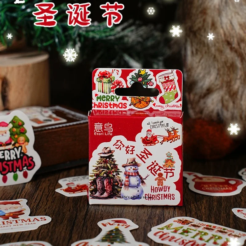 

46pcs/box Christsmas Stickers Kawaii Journal Planner Stickers DIY Gift Wrap Labels Scrapbooking Notebook Decoration Stationery
