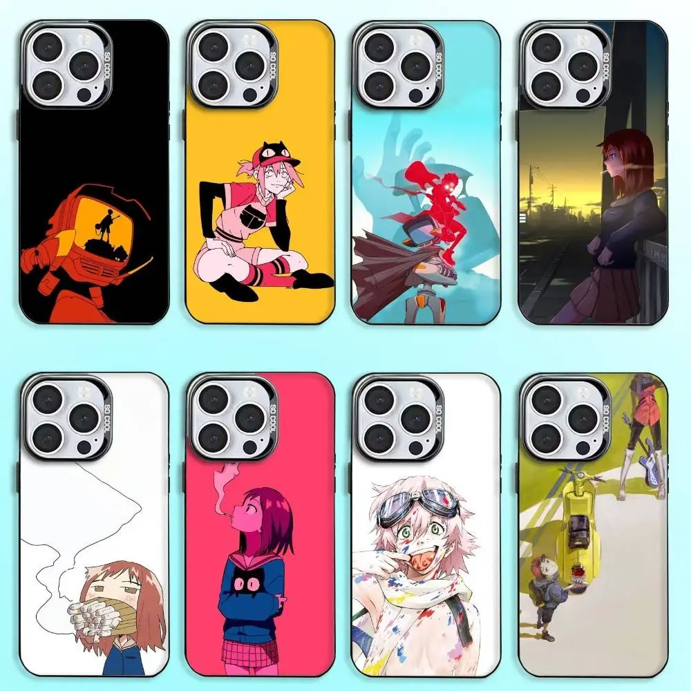 

Anime F-Flcl Phone Case For iPhone17,16,15,14,13,12,11 Plus,Pro Max Colored Silver Plated Inside Cover