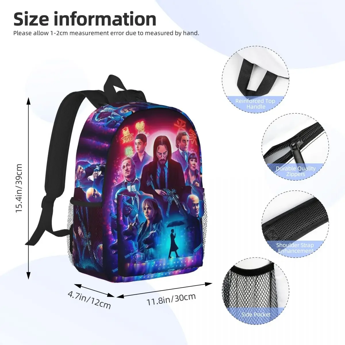 John Wick Backpacks Boys Girls Bookbag Casual Students School Bags Laptop Rucksack Shoulder Bag Large Capacity