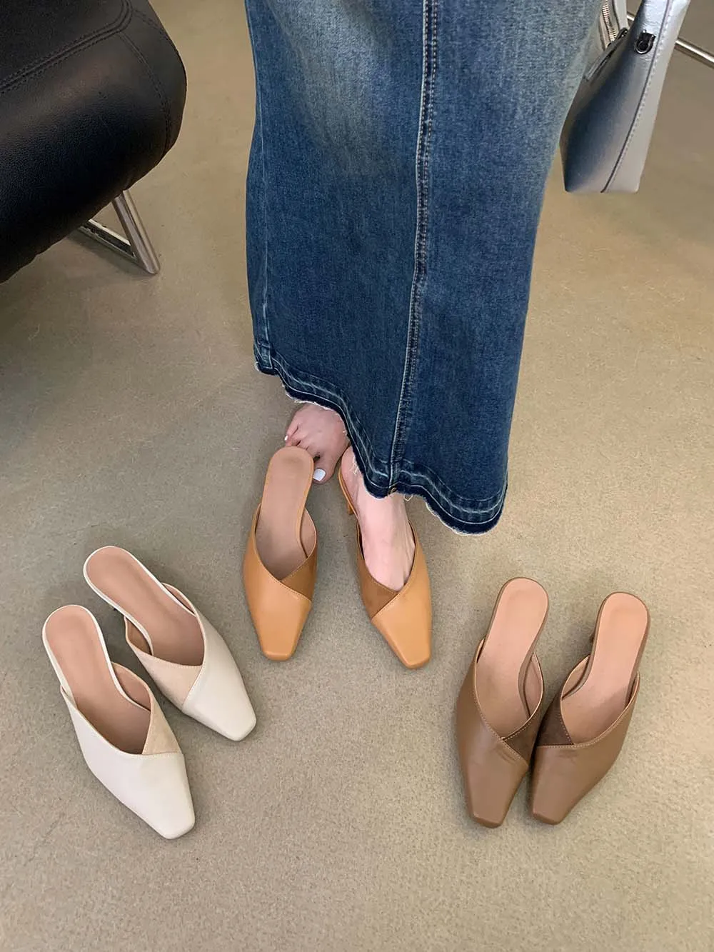 2024 New Arrivals Women Slides Slippers White Khaki Brown Mixed Color Casual Outside Mules Shoes Summer Fashion Sandals Mules 39