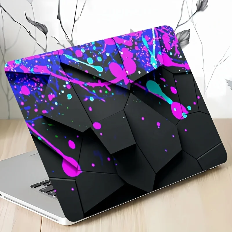 2 Pack Purple Paint Pattern Laptop Art Decal Case, Universal Laptop Skin Sticker for Laptop Car Helmet Motorcycle