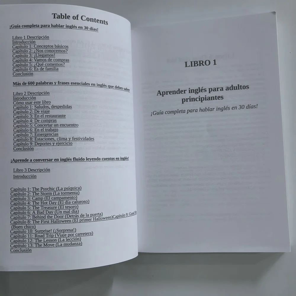 English Books for Beginners 6-in-1 Spanish Edition English Workbook Easy Language Learning Dictionary Study Supplies for Reading