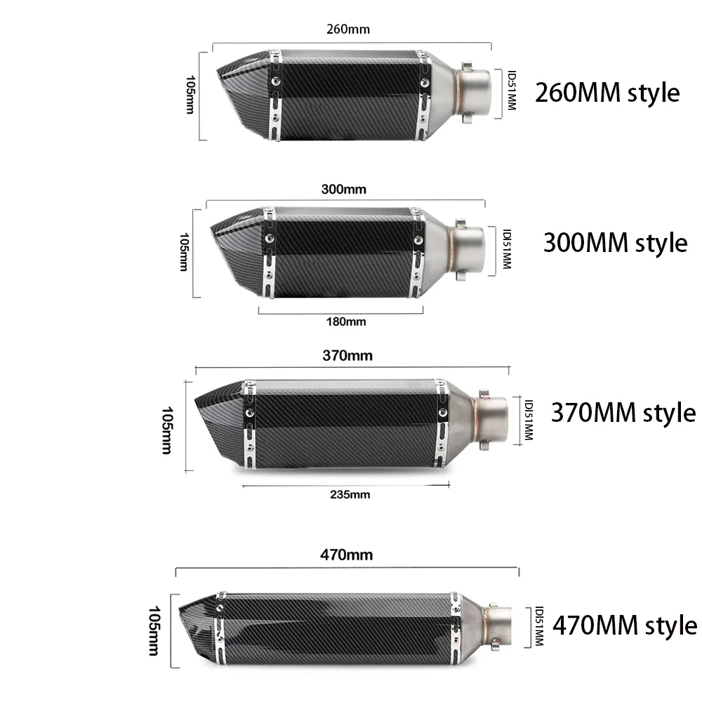 38/51mm universal motorcycle exhaust pipe with built-in removable muffler, suitable for Honda, Yamaha, Tmax 500, 530, 560, AK550