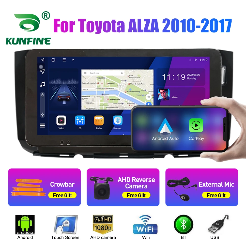 

10,33-дюймовый автомобильный радиоприемник для Toyota ALZA 2010-2017 2Din Android, восьмиядерный автомобильный стерео DVD, GPS-навигатор, плеер QLED, экран Carplay