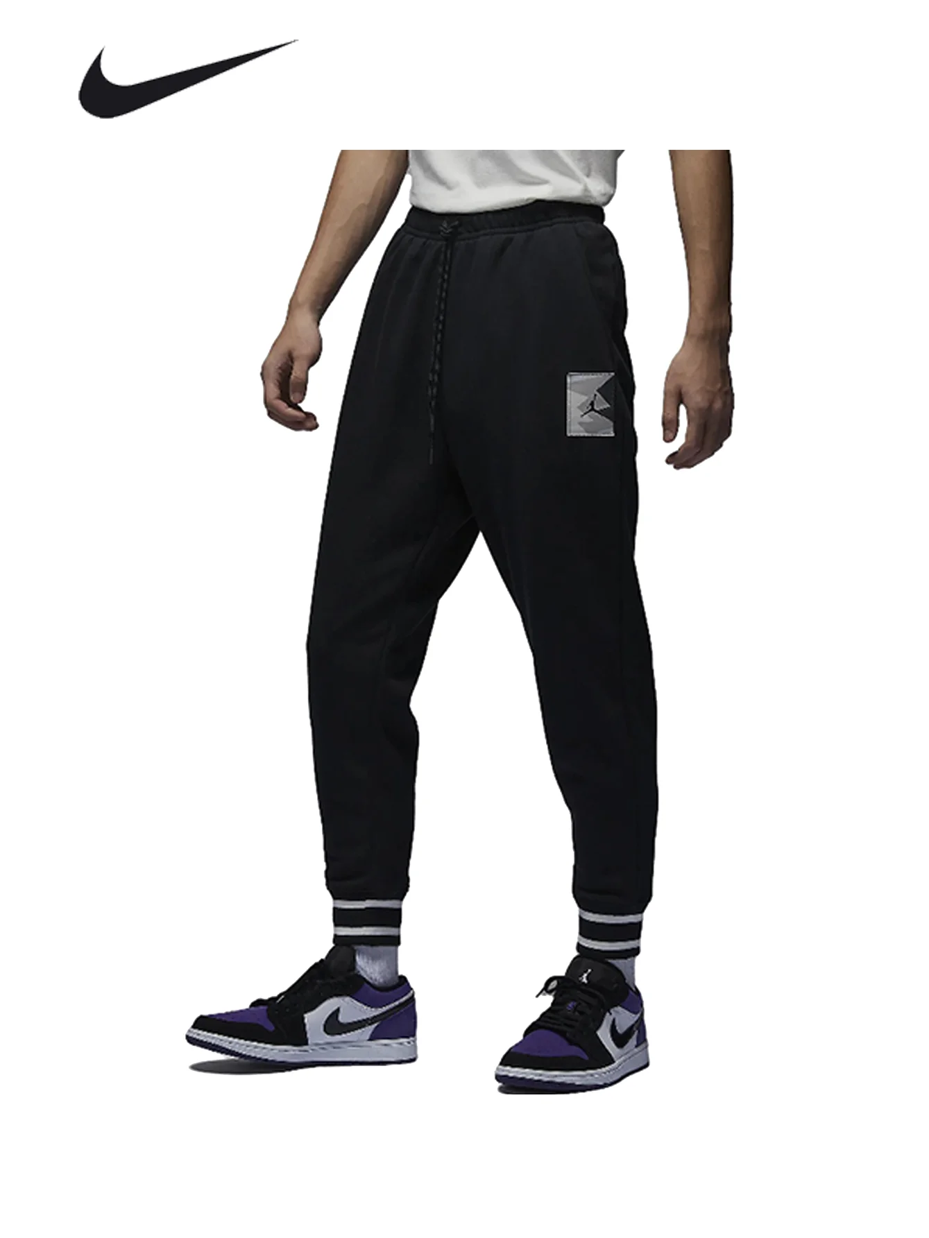 Nike Jordan Men's Fleece Lined Winter Training Ribbed Cuff Knit Sweatpants Casual Long Pants   FD7859-010