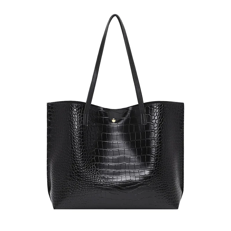 Sac à Main en Cuir à Motif Crocodile pour Femme, Fourre-Tout de Grande Capacité, Sacoche Décontractée