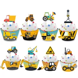 Kids Construction Birthday Party Cupcake Toppers Picks Dump Truck Excavator Tractor Party Cake Toppers Baby Shower Party Decor