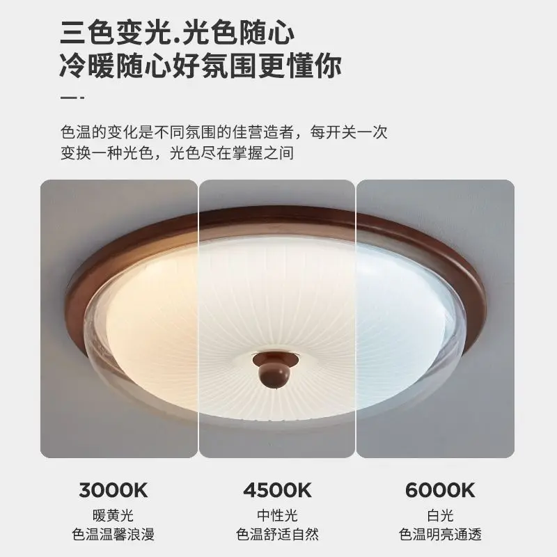 Medieval style wabi retro wood acrylic ceiling light advanced master bedroom bedroom light lamp