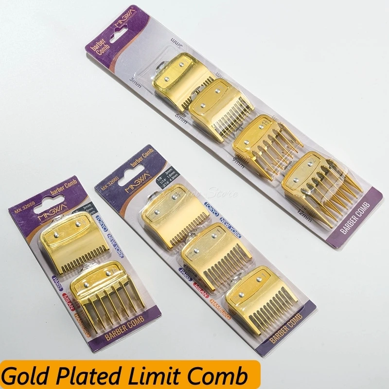 1/2/3/4pcs For Wahl Universal Hair Clipper Limit Comb Gold Plating Iron Buckle Trimmer Guards Attachment Cutting Guide Comb