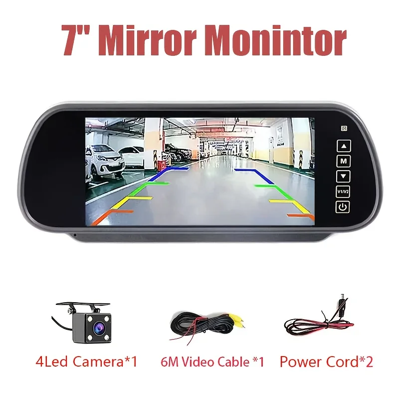 شاشة TFT LCD مقاس 7 بوصات مع كاميرا احتياطية للرؤية الليلية 4LED - سهلة التركيب، عرض لسيارات الدفع الرباعي والالتقاطات والمعسكر والجرارات والمركبات الترفيهية #6