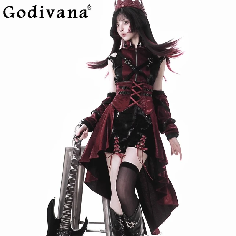 

Cosplay Dress Set for Women New Authentic Lolita Dark Gothic Style Dress Suits Female Punk Party Handsome Lolita Dress