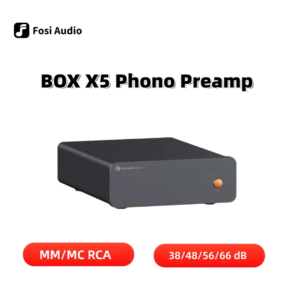 

Fosi Audio BOX X5 HIFI Phono Preamp, Mini Preamplifie Home Audio for MM/MC Cartridge Turntable RIAA Preamplifier compact with V3