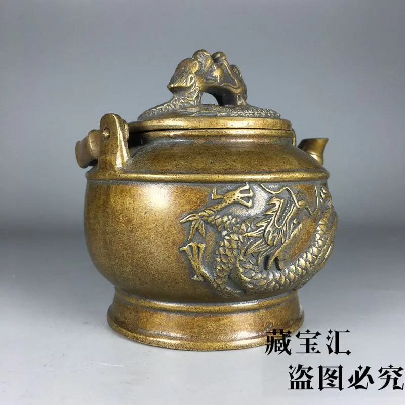 Retro Bamboo‑shape handle dragon Teapot Ornament Decoration Tea Pet Figurines Desk Decor Accessories view 6