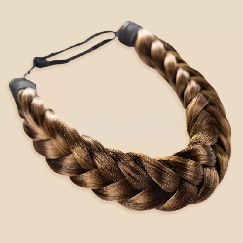 

2-прядная плетеная повязка на голову, массивные широкие синтетические волосы, эластичная эластичная плетеная повязка для волос, женские модные аксессуары для волос