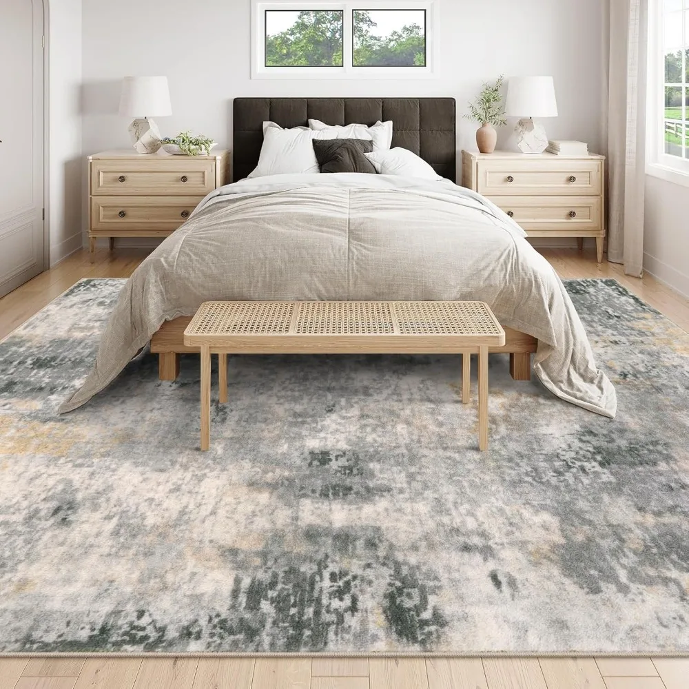 Modern Abstract Area Rugs for Living Room, Washable Living Room Rug for Bedroom Low Pile Non Slip, Soft Accent Carpet