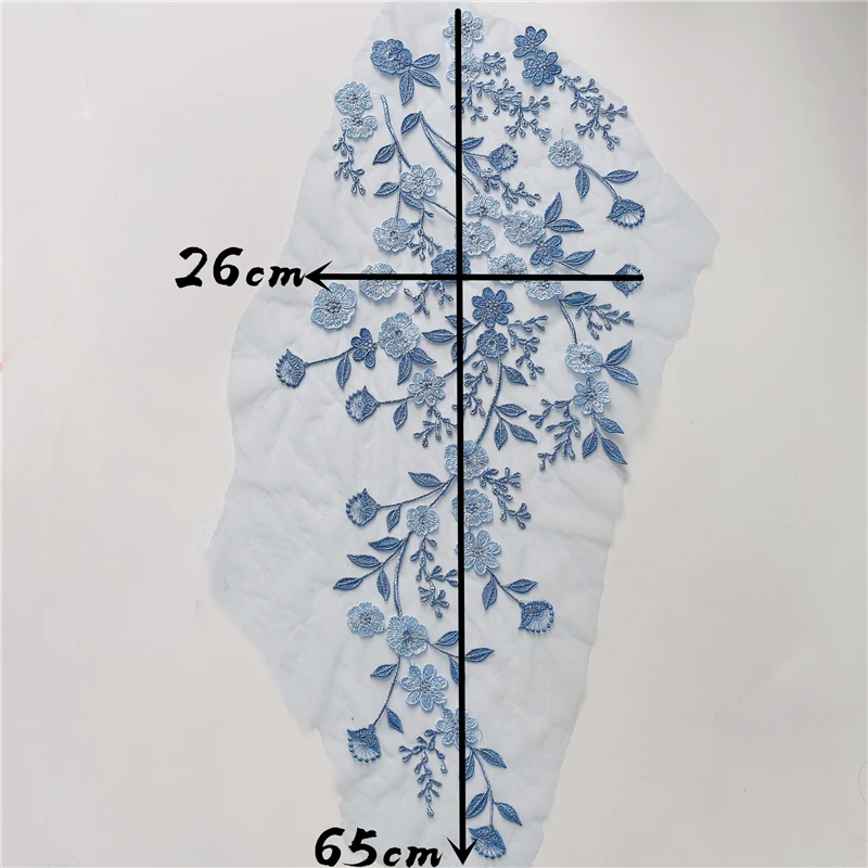 Dunkelblaues Pflaumenblüten-Abendkleid-Dekorationsmaterial, DIY-Bühnenkostüm, Mehrfarbige Applikation, RS4089 – Detail 3