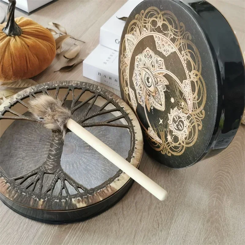 Shamanic Drum10 Inch Hand Drum With Drumstick Sound Healer Shaman Drum For Spiritual Music, Reflection Meditation And Yoga