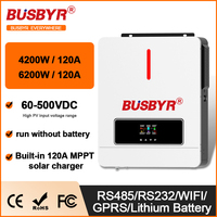 BUSBYR 6Kw 4Kw Mppt Inverter 5kw 48V 24V Solar Hybrid Inverter 3Kw 2Kw 1Kw 220V Full Sine Solar Power Inverter Max 120A