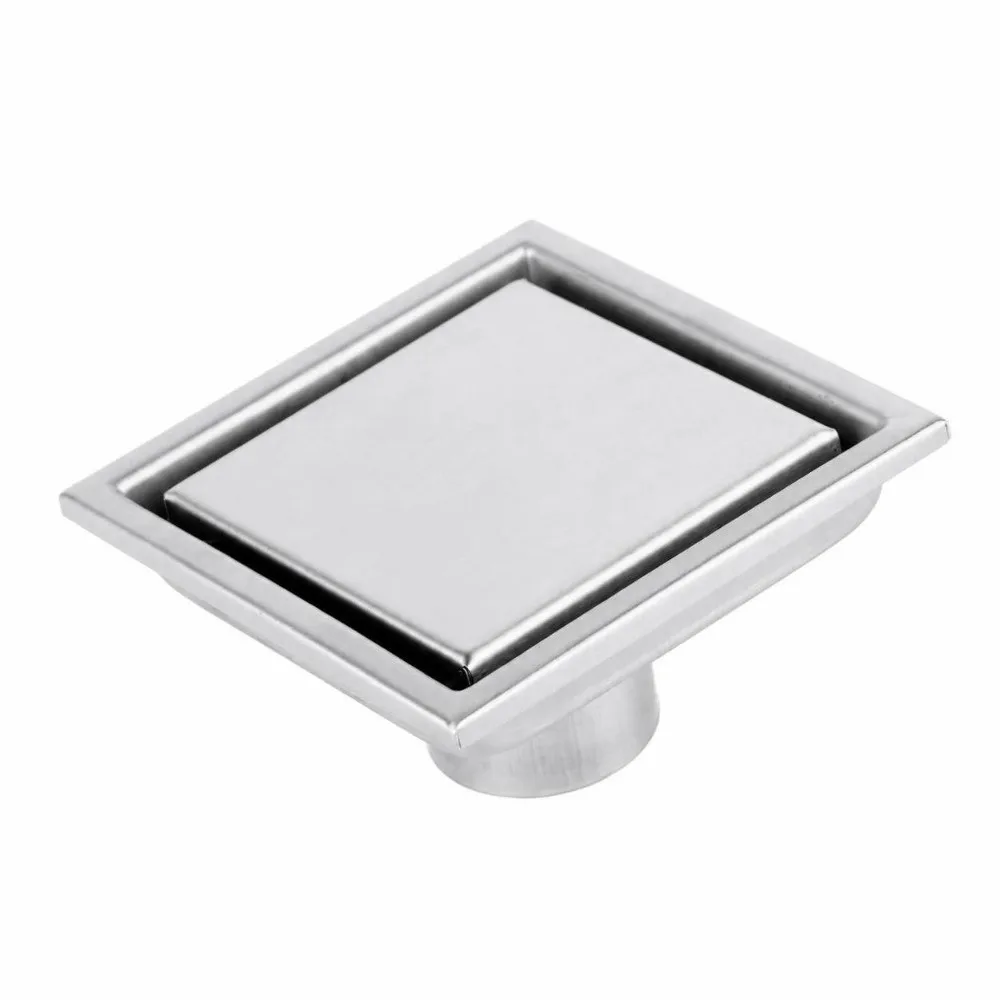 304 Stainless Steel Floor Drain Square Shape Brushed Finish Bathroom Drain Removable Grille Cover Hidden Form Waste Gate