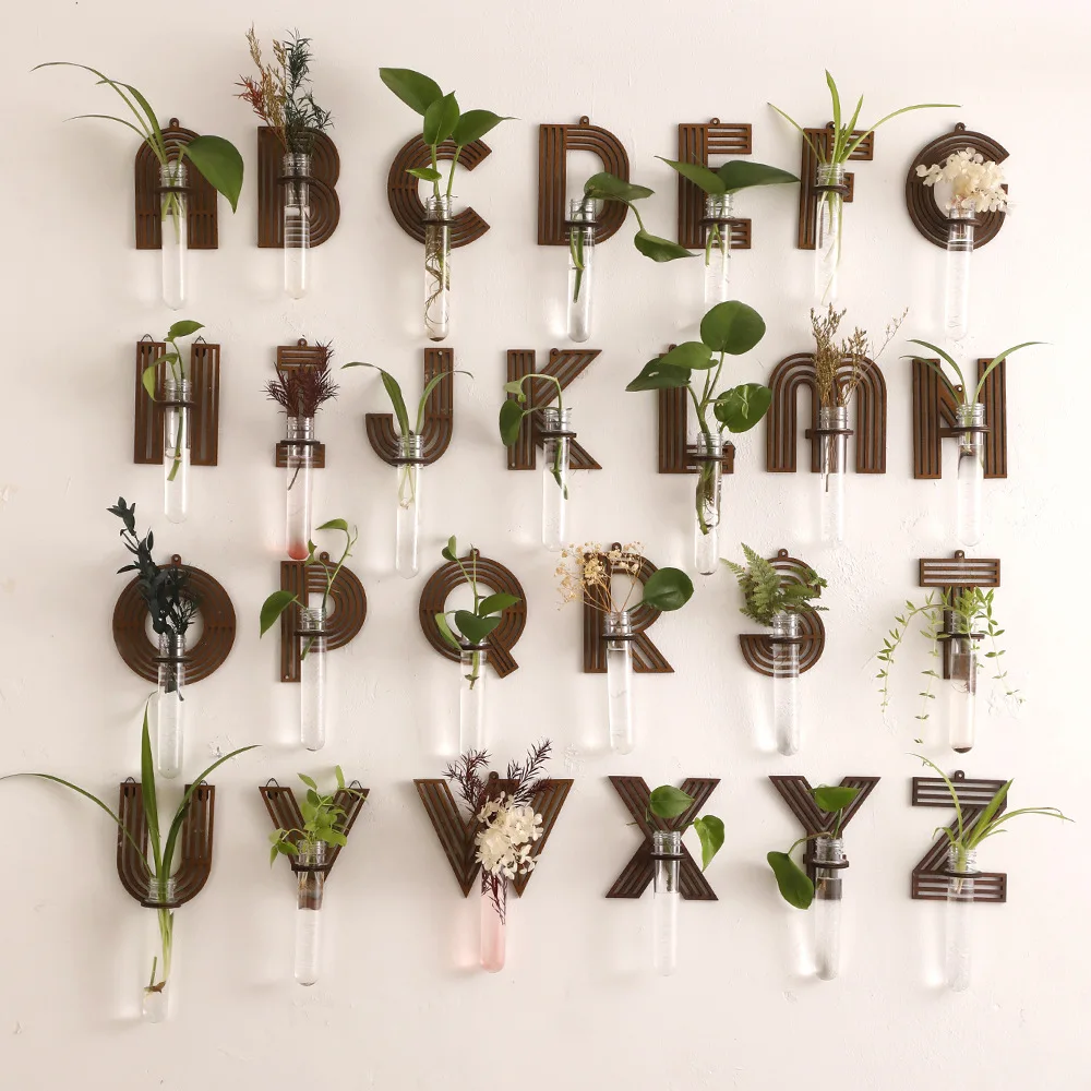 

26-letter Hollow Green Plant Shelf Can Be Combined With Balcony Hydroponic Plastic Pipe Storage Rack Home Wall Decoration Wooden