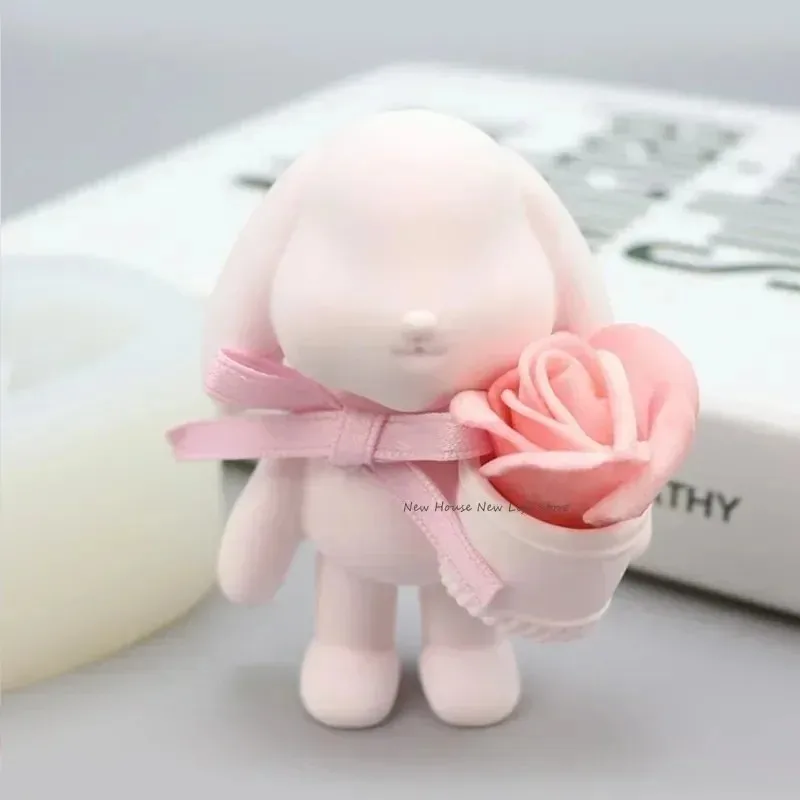 Top Quality Rabbit Silicone Candle Mold Easter Animal Cute Rabbit Aromatherapy Plaster Soap Resin Mould 3D Crafts Casting Tool