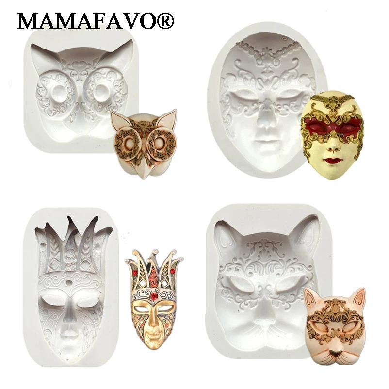 3D Craft Mask Silicone Molds Fondant Cake Decorating Tools Dance Mask Gumpaste Mold Polymer Clay Resin Candy Chocolate Moulds
